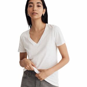 MADEWELL Women’s White Short Sleeve Whisper Cotton V-Neck Tee Large